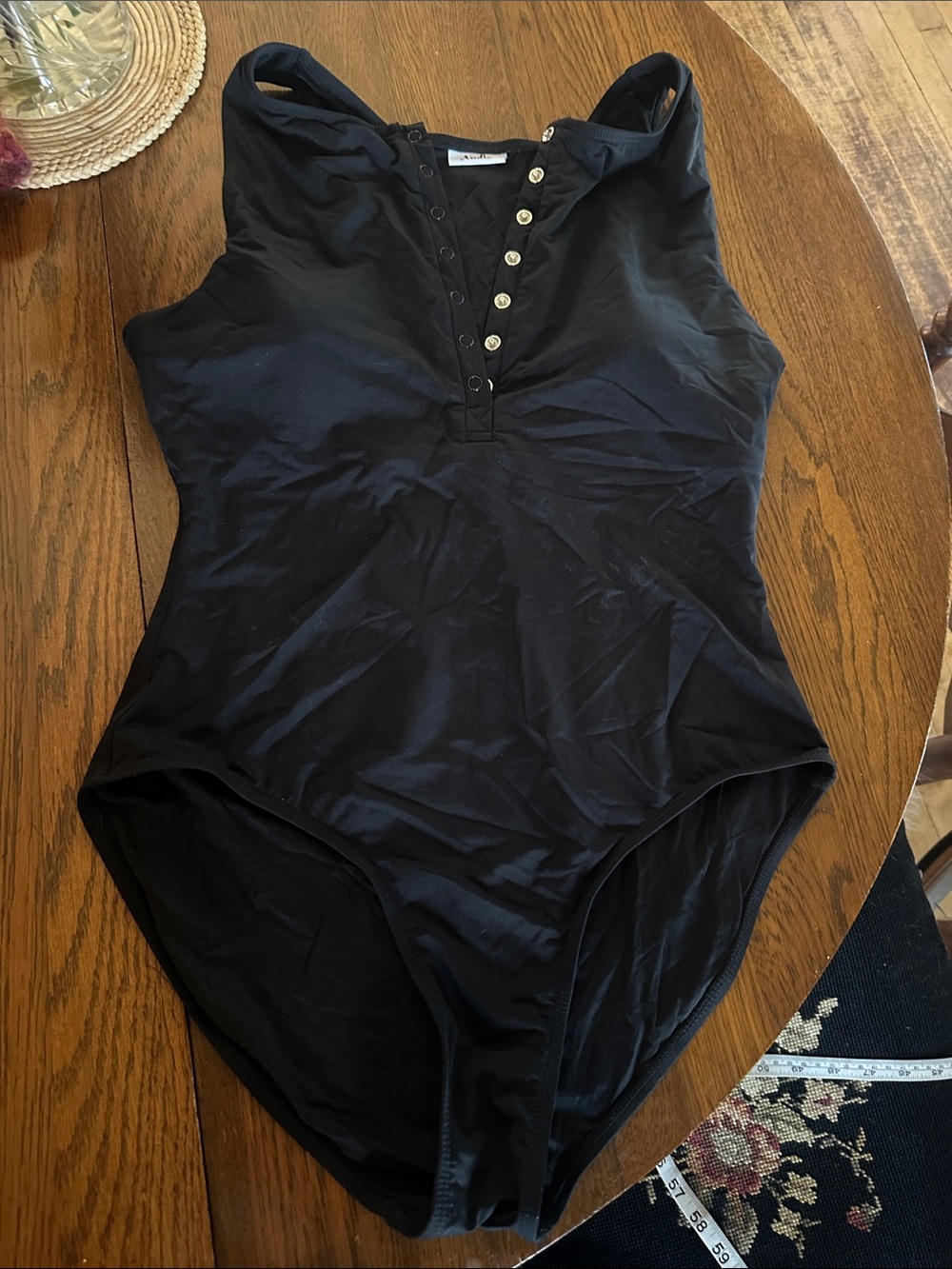 Andie Black One-Piece Swimsuit with Button Placket